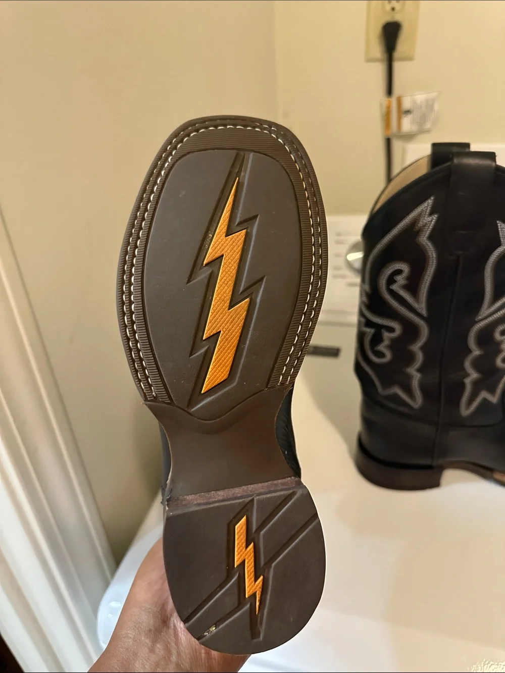 Kids Black Western Cowboy Boots with Contrast Stitching